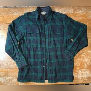 LL Bean Plaid Fleece Lined Flannel Shirt/Jacket Size Large Regular
